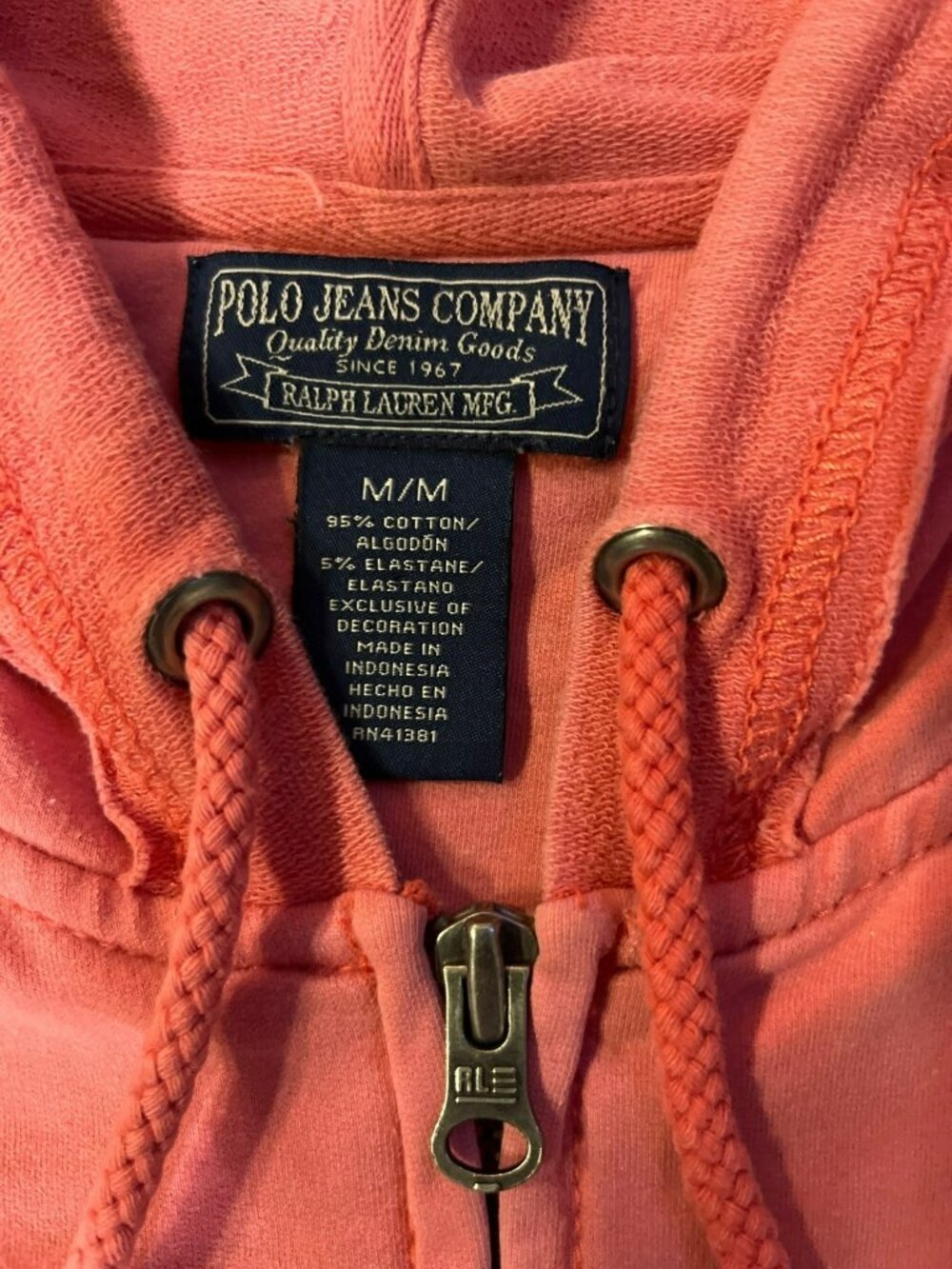 Polo Jeans Company Ralph Lauren Womens M Zip-Up Hoodie Flag Graphic Used - Picture 7 of 13
